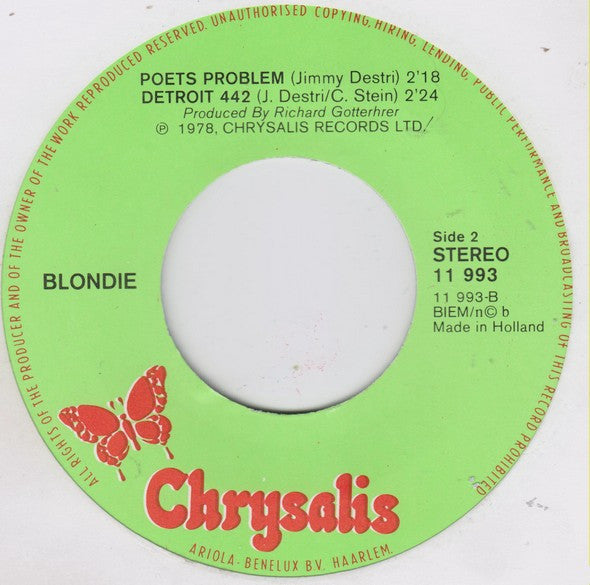Blondie : (I'm Always Touched By Your) Presence Dear (7", Single)