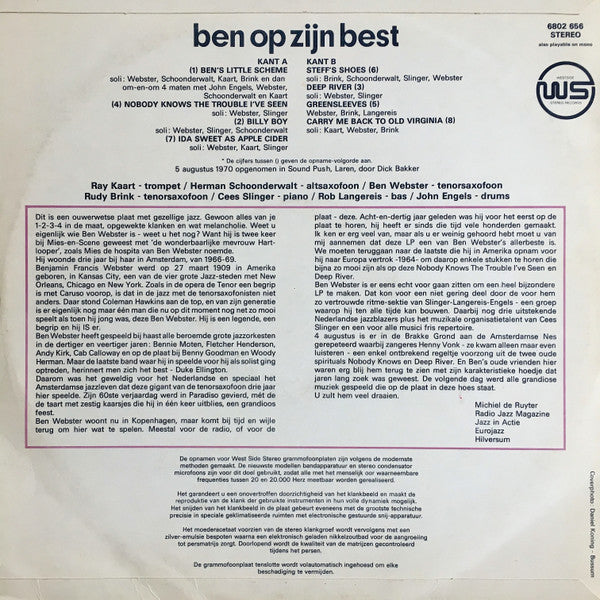 Ben Webster : Ben Op Zijn Best (LP, Album)