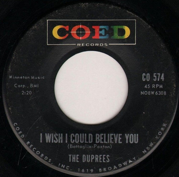 The Duprees : I'd Rather Be Here In Your Arms (7", Single)