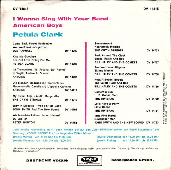 Petula Clark : I Wanna Sing With Your Band (7", Single)