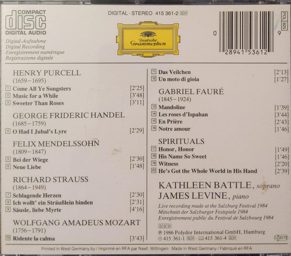 Kathleen Battle, James Levine (2) : Salzburg Recital (CD)