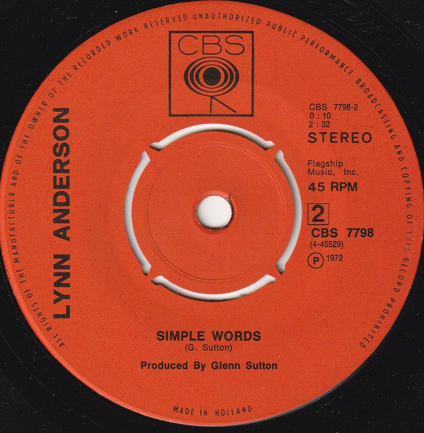 Lynn Anderson : Cry (7", Single)