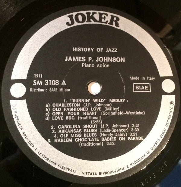 James Price Johnson : Piano Solos (LP, Comp)