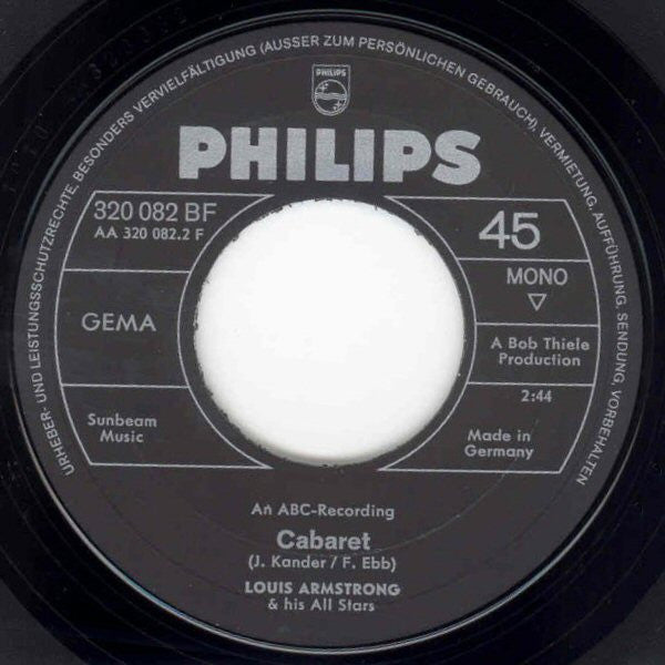 Louis Armstrong : What A Wonderful World / Cabaret (7", Single, Mono)