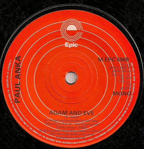 Paul Anka : Diana (7", Single, Mono, RE)