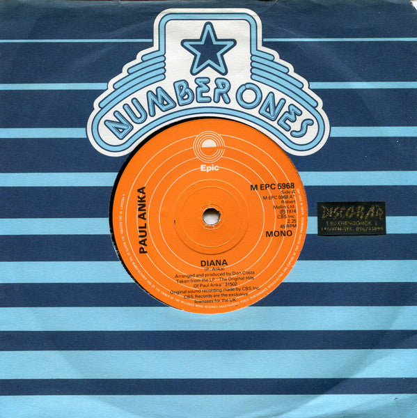 Paul Anka : Diana (7", Single, Mono, RE)