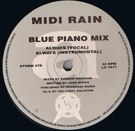 Midi Rain : Always (Blue Piano Mix) (12", Single)