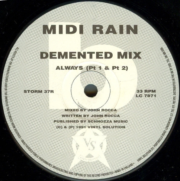 Midi Rain : Always (Blue Piano Mix) (12", Single)