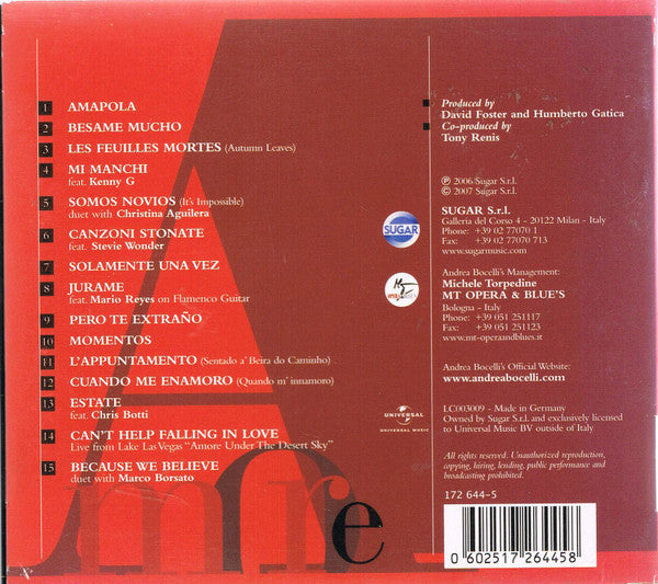 Andrea Bocelli : Amore (CD, Album)