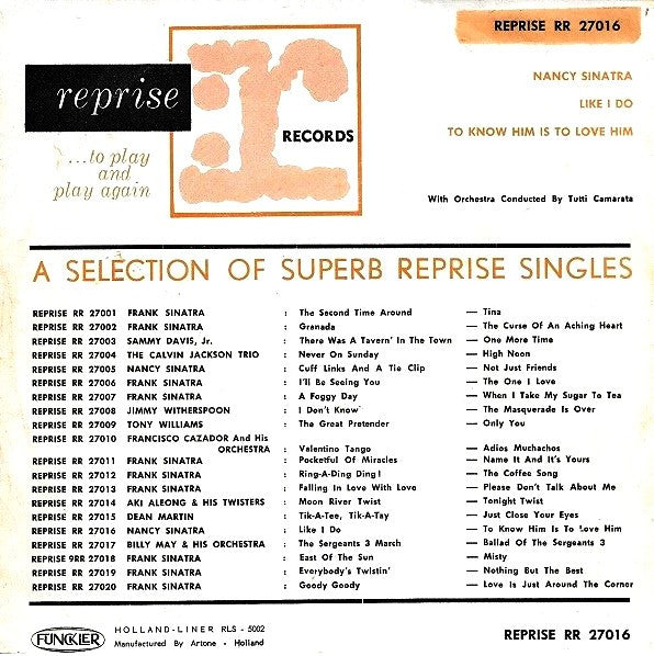 Nancy Sinatra : Like I Do (7")