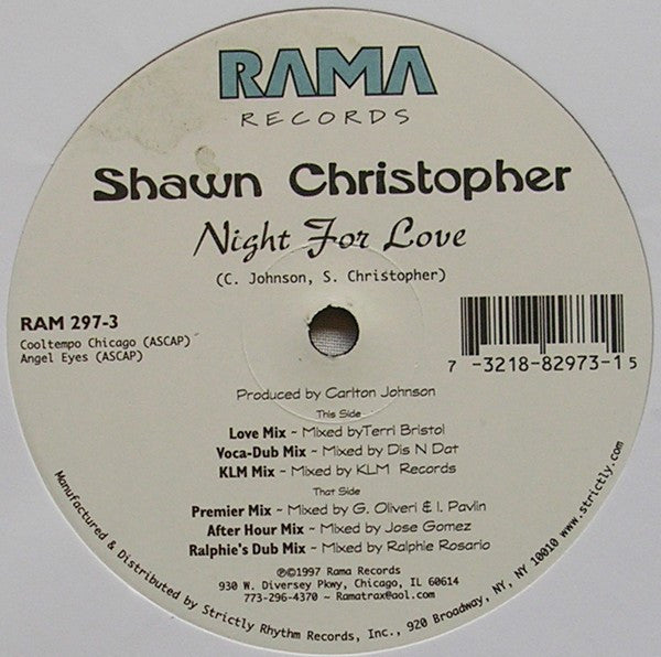 Shawn Christopher : Night For Love (12")