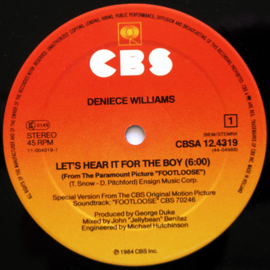 Deniece Williams : Let's Hear It For The Boy (12", Maxi)