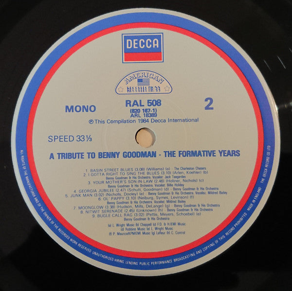 Benny Goodman : The Formative Years (LP, Comp, Mono)