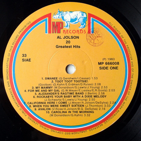 Al Jolson : The Very Best Of Al Jolson (LP, Comp)