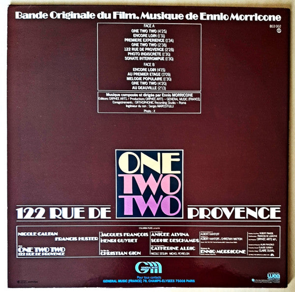 Ennio Morricone : One Two Two (122, Rue De Provence) (Bande Originale Du Film) (LP, Album, Gat)