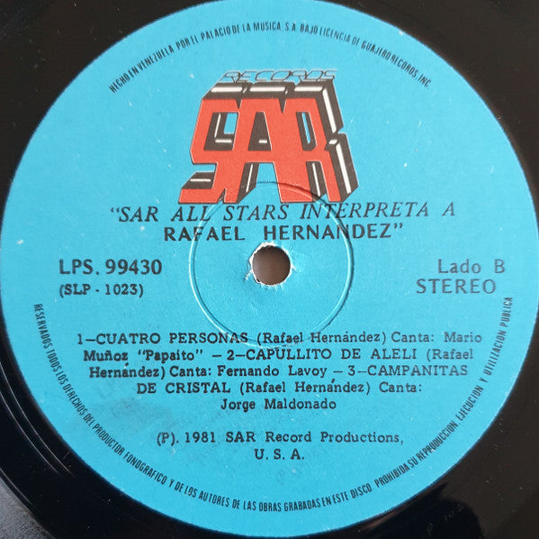 SAR All Stars : SAR All Stars Interpretan A Rafael Hernandez (LP)