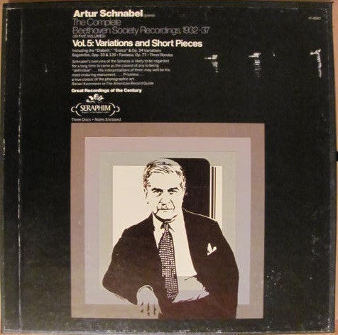 Artur Schnabel / Ludwig van Beethoven : The Complete Beethoven Society Recordings, 1932–37 / Vol. 5: Variations And Short Pieces (3xLP, Comp, Mono + Box)