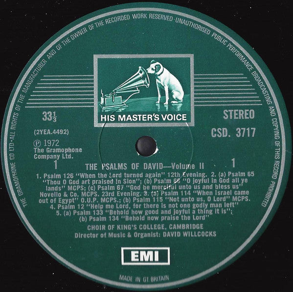 The King's College Choir Of Cambridge, David Willcocks : The Psalms Of David Volume II (LP)