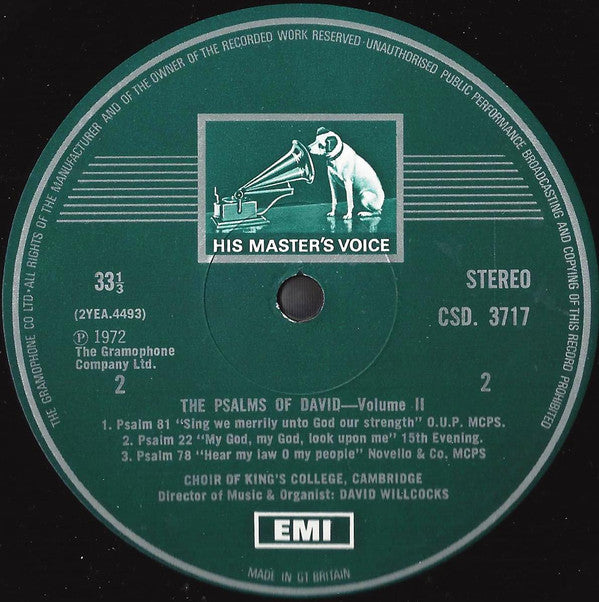 The King's College Choir Of Cambridge, David Willcocks : The Psalms Of David Volume II (LP)