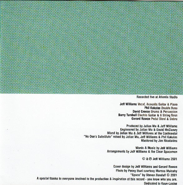 Jeff Williams And The Clear Spacemen : White Under Green (CD, Album)