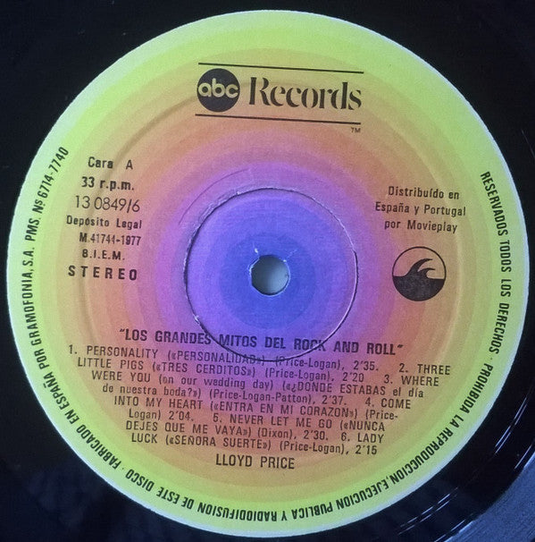 Lloyd Price : Los Grandes Mitos Del Rock And Roll (LP, Comp)