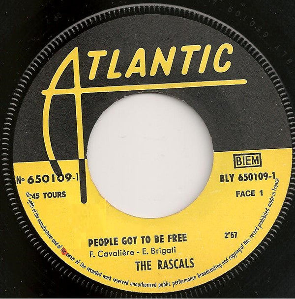 The Rascals : People Got To Be Free  (7", Single)
