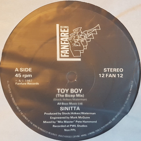 Sinitta : Toy Boy (The Extended Bicep Mix) (12", MP)