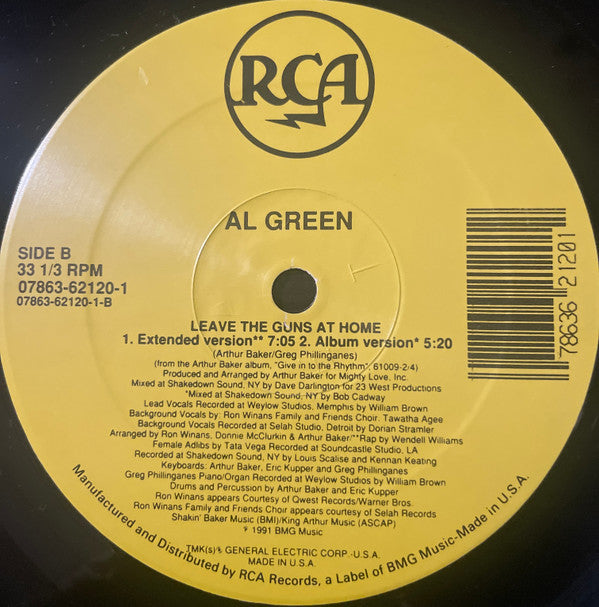 Arthur Baker featuring Al Green : Leave The Guns At Home (12")