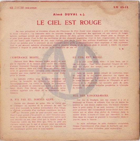 Aimé Duval : Le Ciel Est Rouge (7", EP, BIE)