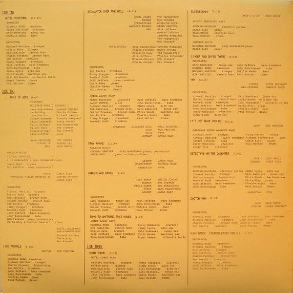 Carla Bley / Paul Haines, The Jazz Composer's Orchestra : Escalator Over The Hill (3xLP, Emb)
