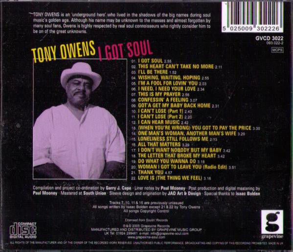 Tony Owens : I Got Soul (CD, Comp)