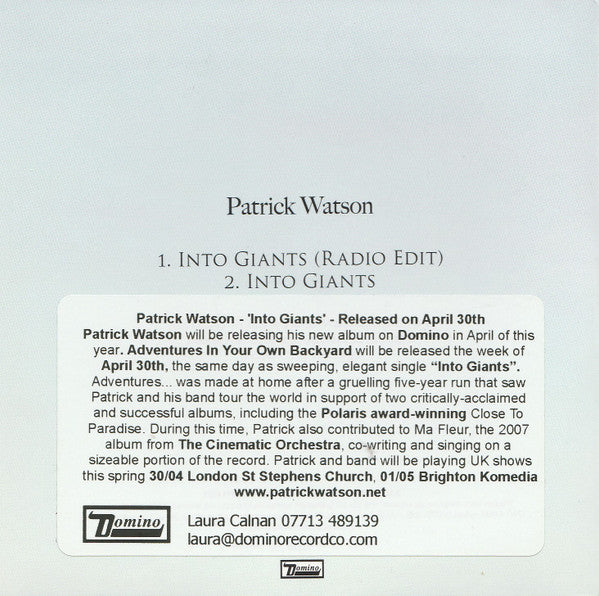 Patrick Watson (2) : Into Giants (CD, Single, Promo)