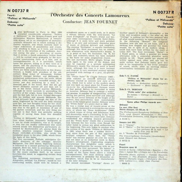 Claude Debussy, Gabriel Fauré : Petite Suite For Orchestra / Pelléas Et Mélisande (Suite For Orchestra Op. 80) (10")