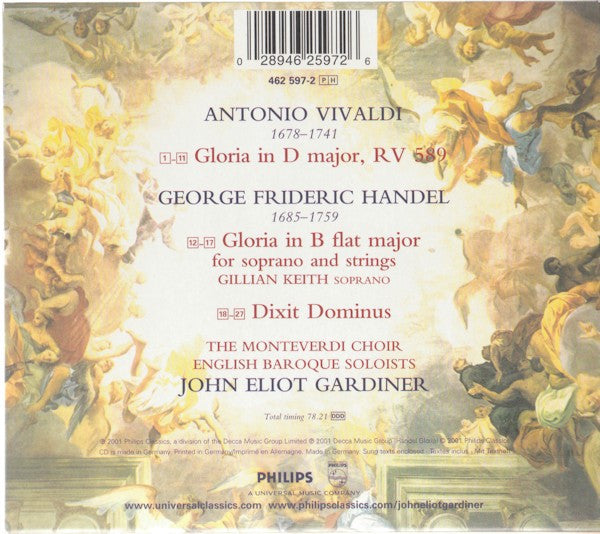 Antonio Vivaldi, Georg Friedrich Händel / The English Baroque Soloists, The Monteverdi Choir, John Eliot Gardiner : Gloria / Dixit Dominus (CD, Album)