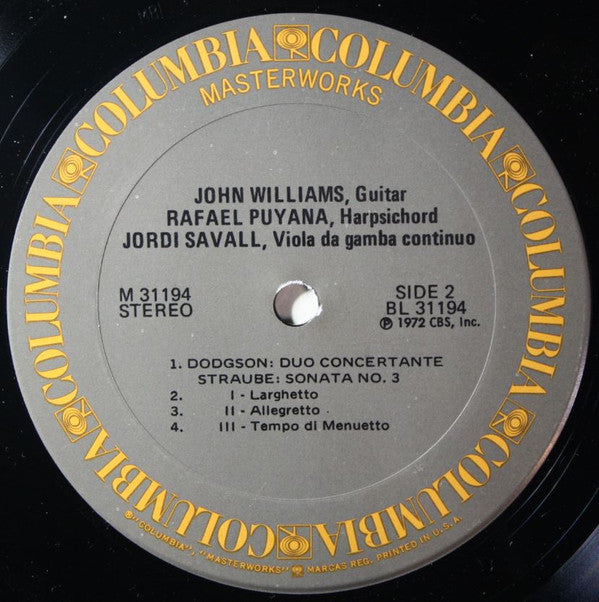 John Williams (7), Rafael Puyana : Music For Guitar And Harpsichord By Straube, Ponce, And Dodgson (LP)