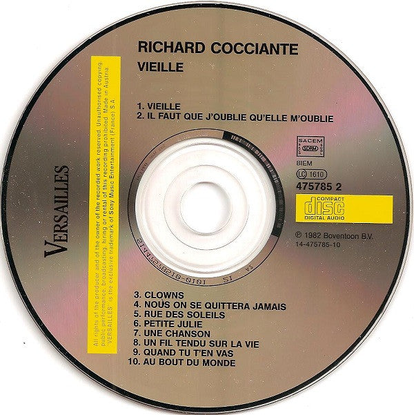 Riccardo Cocciante : Vieille (CD, Album, RE)