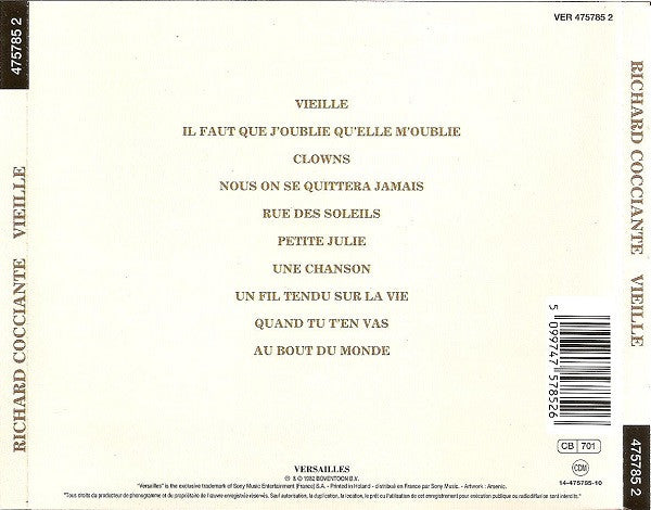 Riccardo Cocciante : Vieille (CD, Album, RE)