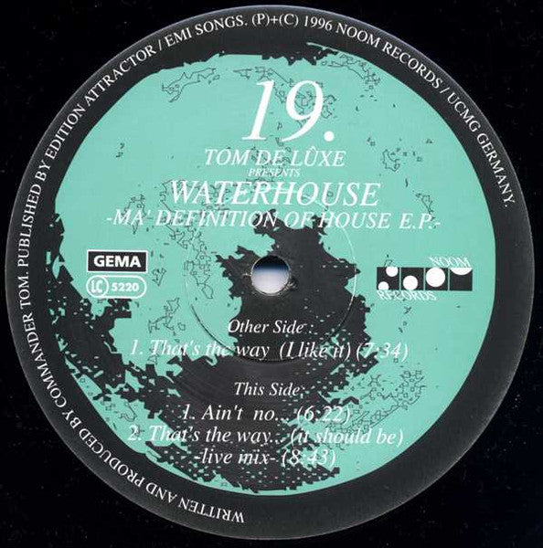 Tom De Luxe Presents Waterhouse : Ma' Definition Of House E.P. (12", EP)