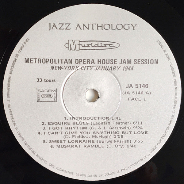 Various : Metropolitan Opera House Jam Session, New York City January 1944 (LP)
