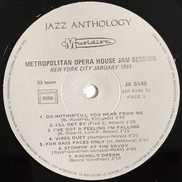 Various : Metropolitan Opera House Jam Session, New York City January 1944 (LP)