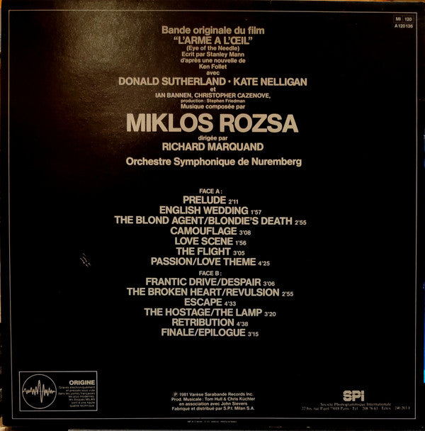 Miklós Rózsa : L'Arme A l'Oeil (Bande Originale) (LP)