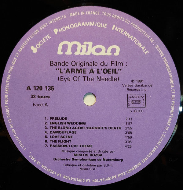 Miklós Rózsa : L'Arme A l'Oeil (Bande Originale) (LP)