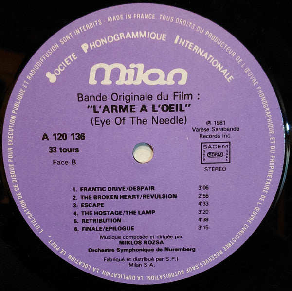 Miklós Rózsa : L'Arme A l'Oeil (Bande Originale) (LP)
