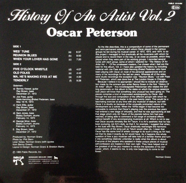Oscar Peterson : History Of An Artist Vol. 2 (LP, Album, Comp)