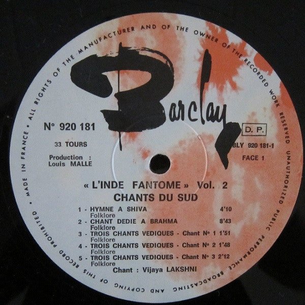 Various : L'Inde Fantôme Vol. 2 Chants Du Sud (LP)