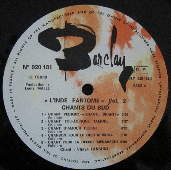 Various : L'Inde Fantôme Vol. 2 Chants Du Sud (LP)