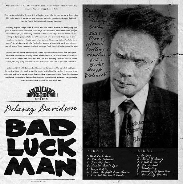 Delaney Davidson : Bad Luck Man (LP, Ltd, Bla + CD)