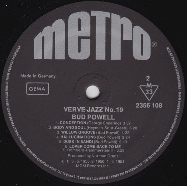 Bud Powell : Verve Jazz No. 19 (LP, Comp)