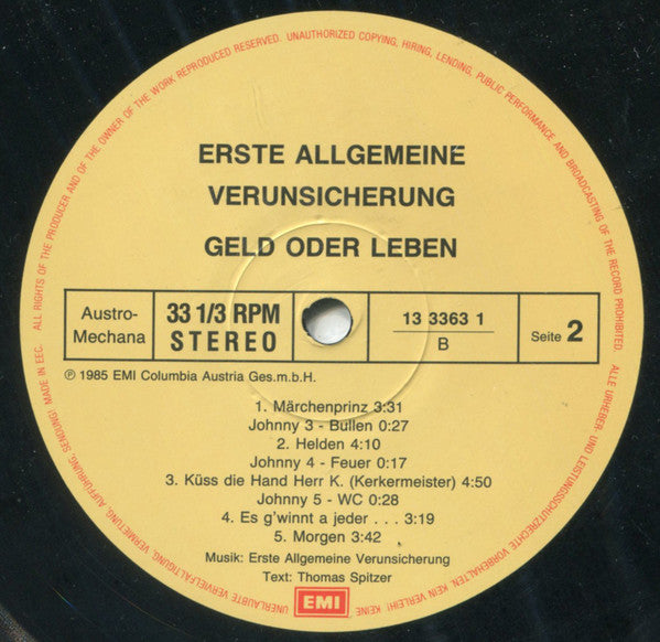 Erste Allgemeine Verunsicherung* : Geld Oder Leben! (LP, Album, RP)