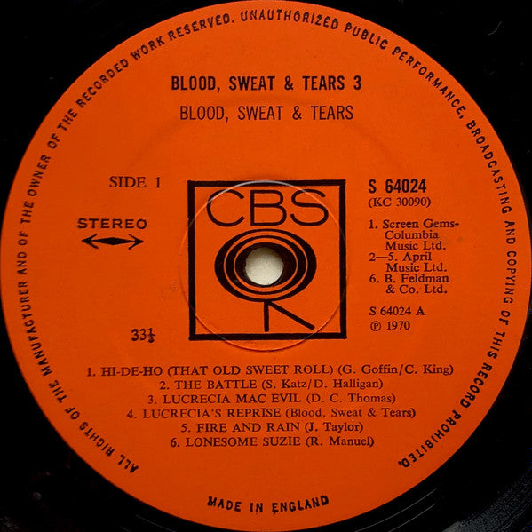 Blood, Sweat & Tears* : Blood, Sweat & Tears 3 (LP, Album, Gat)